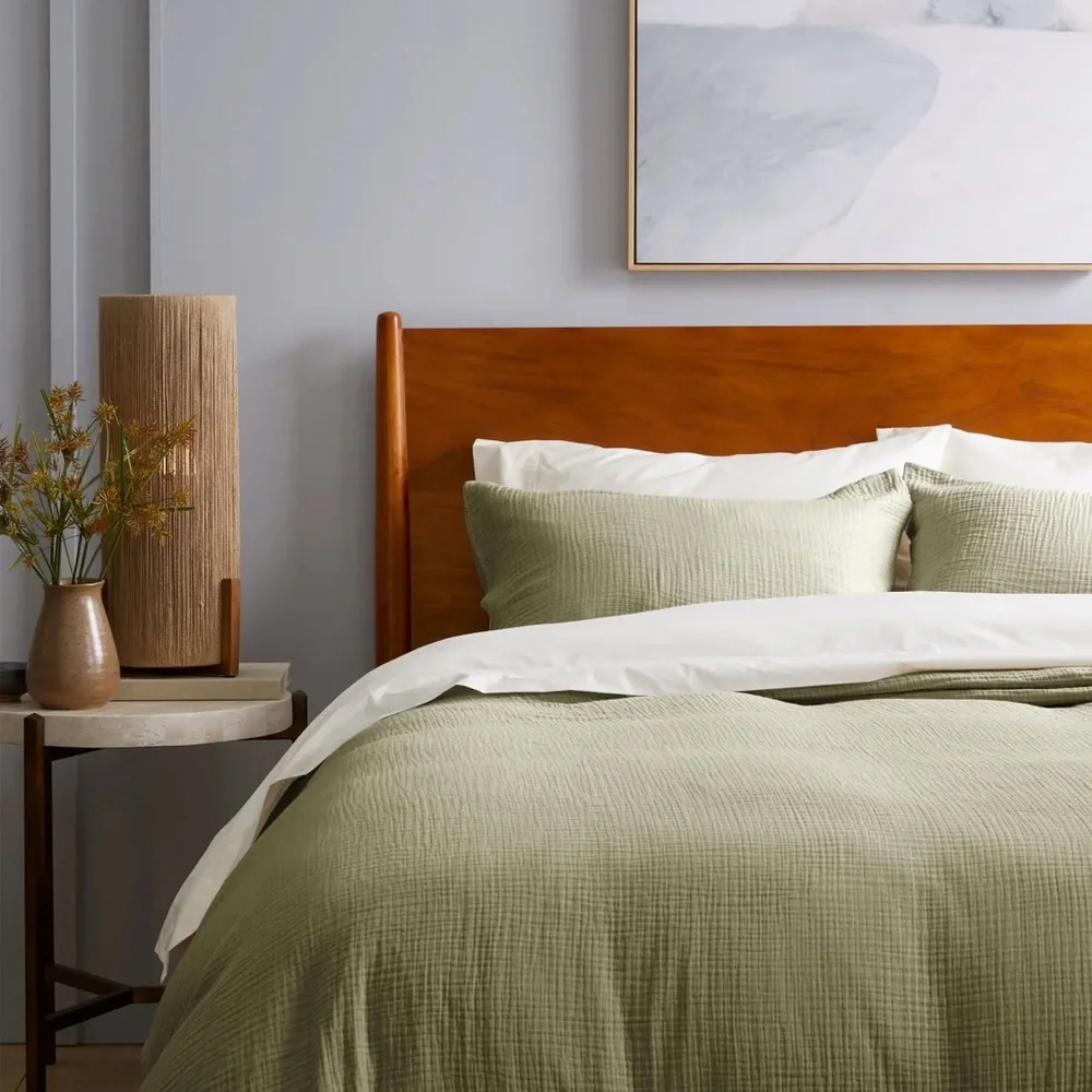NWOT Quince Organic Airy Gauze King Sham Set of 2 in Olive